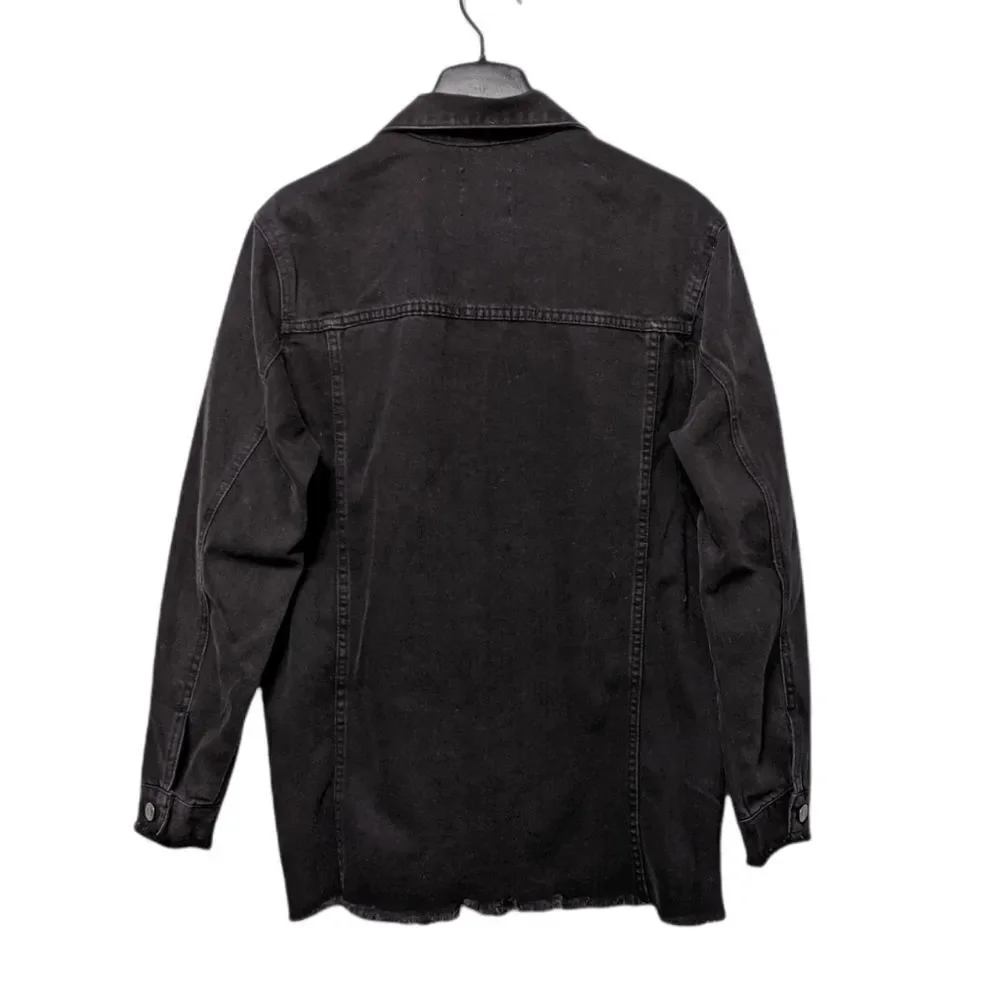 LOVE TREE Distressed Denim Black Long Jacket S
